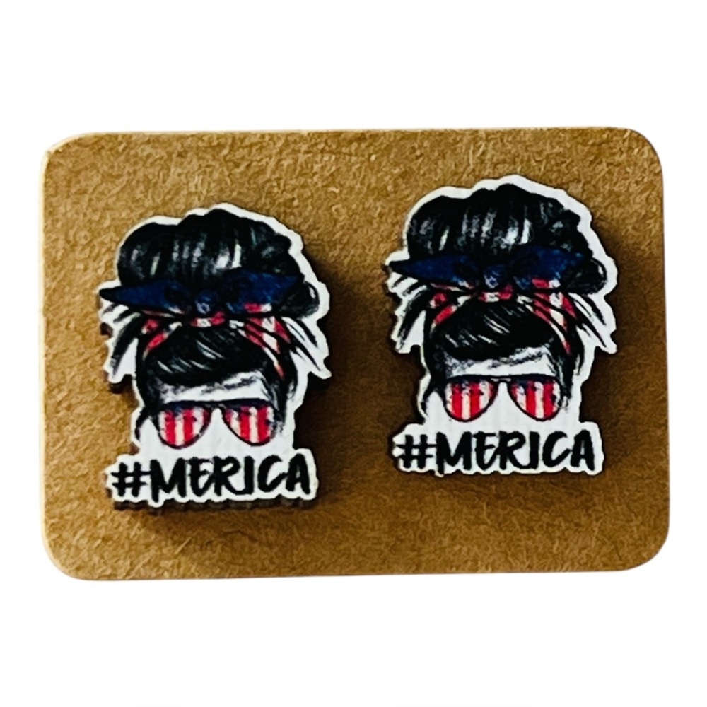 Earrings Patriotic #merica USA America